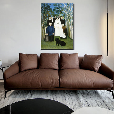 INVIN ART Framed Canvas Giclee Print Art The Wedding Party by Henri Rousseau Wall Art Living Room Home Office Decorations