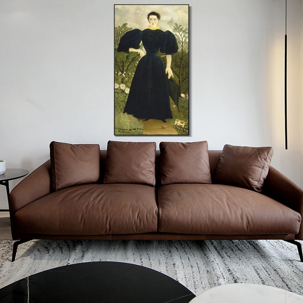 INVIN ART Framed Canvas Giclee Print Art Portrait of a Woman by Henri Rousseau Wall Art