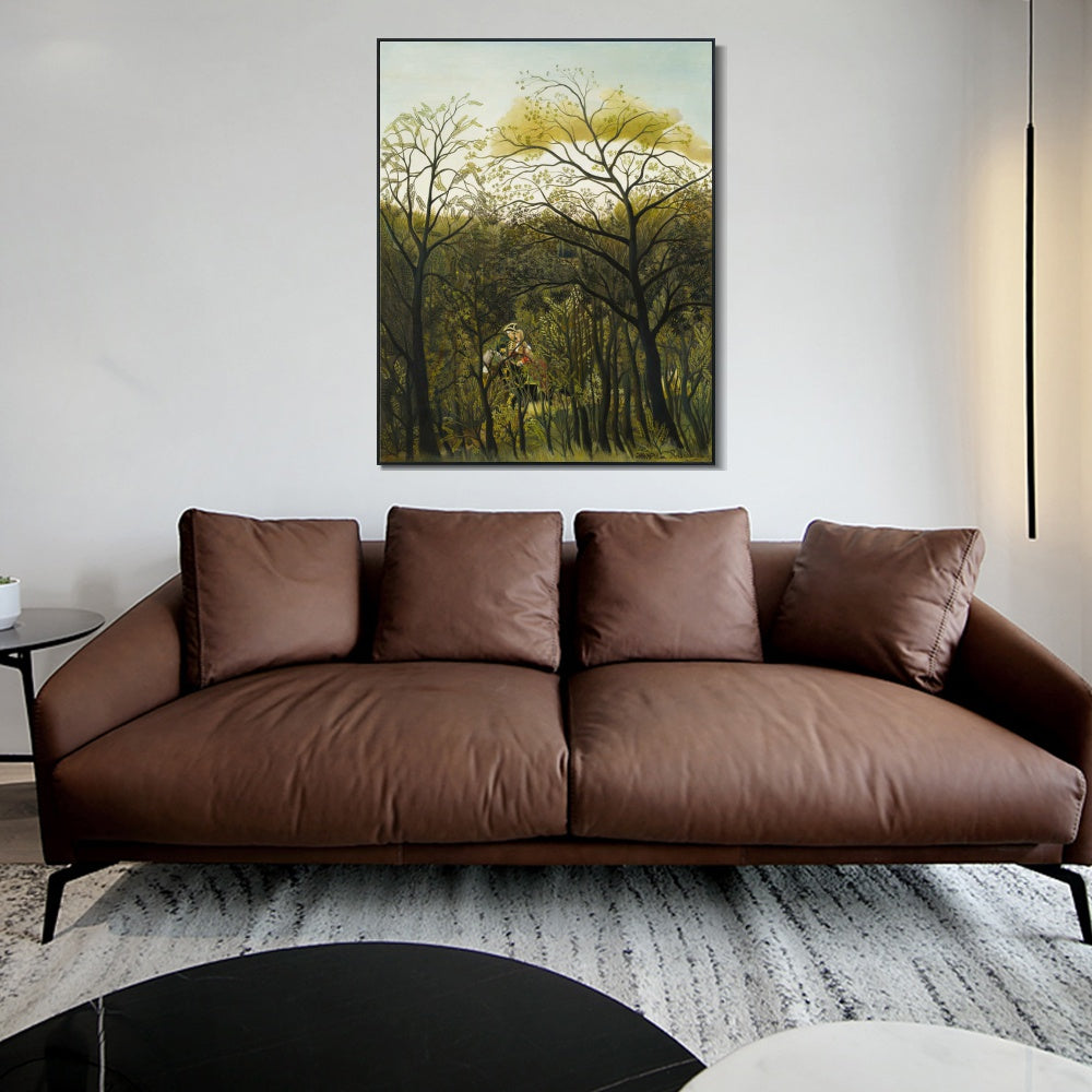INVIN ART Framed Canvas Giclee Print Art Rendez Vous in the Forest by Henri Rousseau Wall Art