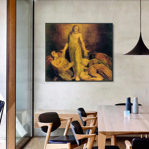 INVIN ART Framed Canvas Giclee Print Art Christ Appearing to The Apostles After The Resurrection#3 by William Blake Wall Art Living Room Home Office Decorations