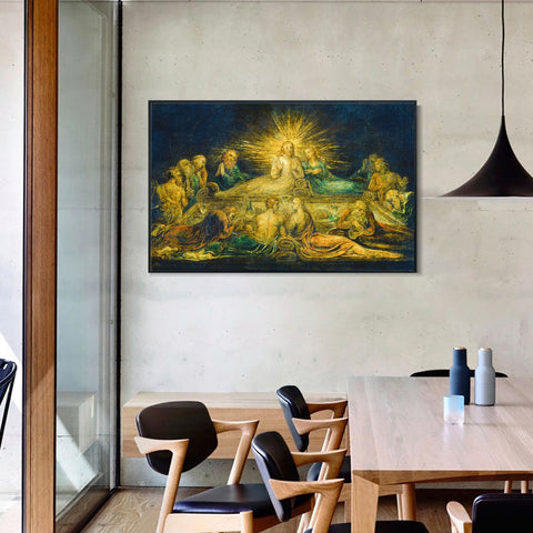 INVIN ART Framed Canvas Giclee Print Art Series#005 by William Blake Wall Art Living Room Home Office Decorations