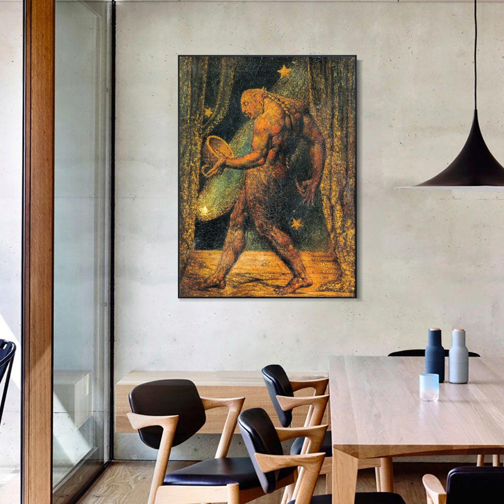 INVIN ART Framed Canvas Giclee Print Art The Ghost of a Flea by William Blake Wall Art