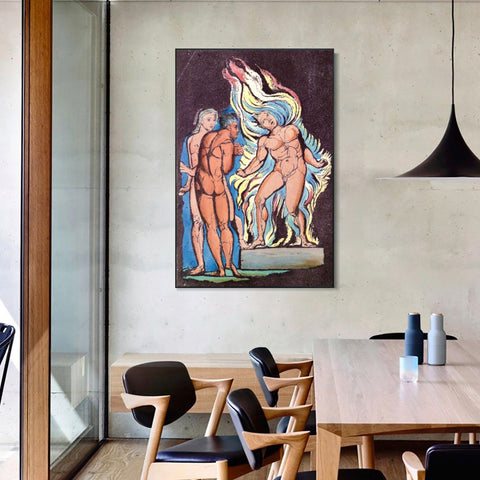 INVIN ART Framed Canvas Giclee Print Art Series#008 by William Blake Wall Art Living Room Home Office Decorations