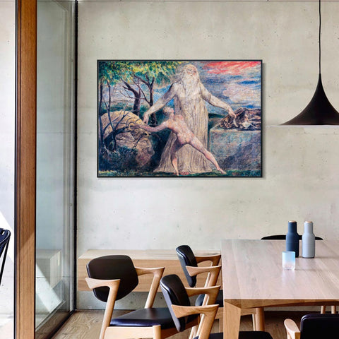 INVIN ART Framed Canvas Giclee Print Art Abraham and Isaac by William Blake Wall Art Living Room Home Office Decorations