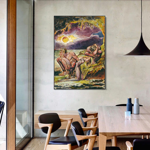 INVIN ART Framed Canvas Giclee Print Art Series#010 by William Blake Wall Art Living Room Home Office Decorations