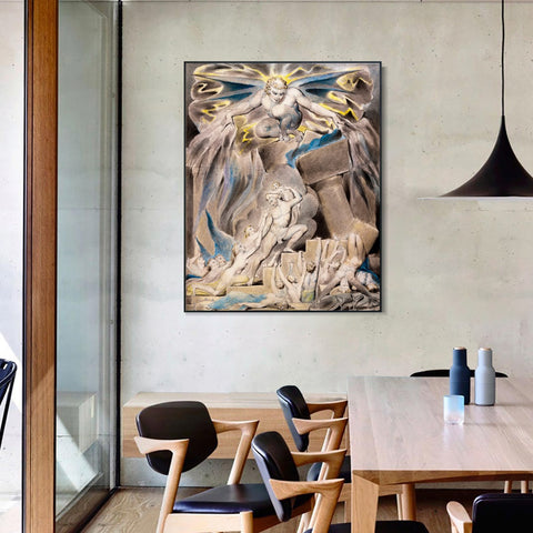 INVIN ART Framed Canvas Giclee Print Art Series#012 by William Blake Wall Art Living Room Home Office Decorations