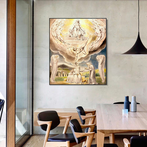 INVIN ART Framed Canvas Giclee Print Art Satan Going Forth from The Presence of The Lord by William Blake Wall Art Living Room Home Office Decorations