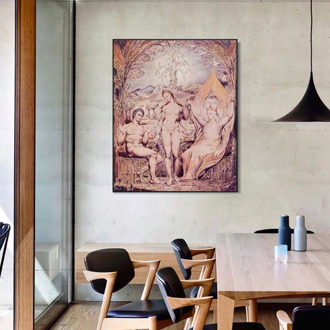 INVIN ART Framed Canvas Giclee Print Art Series#017 by William Blake Wall Art Living Room Home Office Decorations