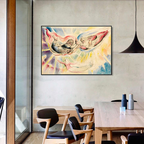 INVIN ART Framed Canvas Giclee Print Art St Peter and St James with Dante and Beatrice by William Blake Wall Art Living Room Home Office Decorations