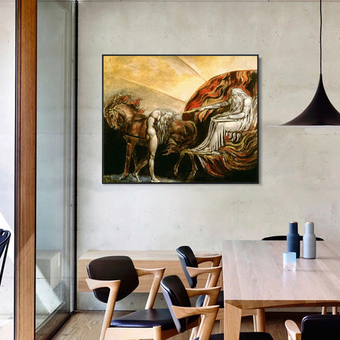 INVIN ART Framed Canvas Giclee Print Art Series#025 by William Blake Wall Art Living Room Home Office Decorations