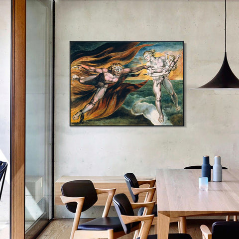 INVIN ART Framed Canvas Giclee Print Art Series#026 by William Blake Wall Art Living Room Home Office Decorations