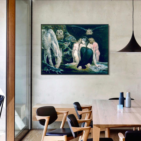 INVIN ART Framed Canvas Giclee Print Art The Night of Enitharmon's Joy by William Blake Wall Art Living Room Home Office Decorations