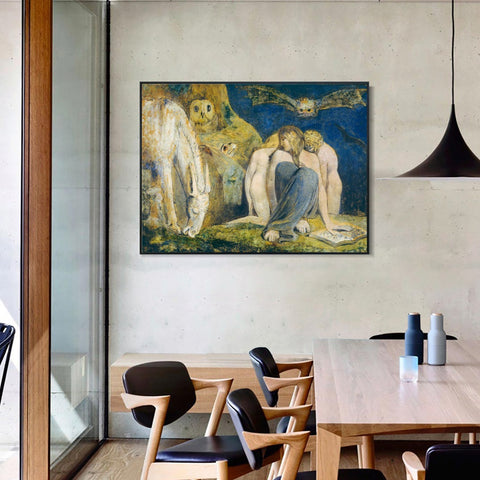 INVIN ART Framed Canvas Giclee Print Art The Night of Enitharmon's Joy#2 by William Blake Wall Art Living Room Home Office Decorations