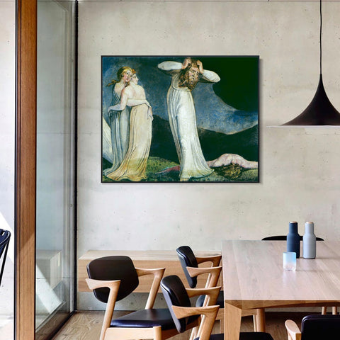 INVIN ART Framed Canvas Giclee Print Art Series#031 by William Blake Wall Art Living Room Home Office Decorations