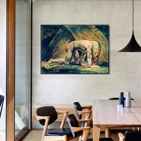 INVIN ART Framed Canvas Giclee Print Art NEBUCHADNEZZAR by William Blake Wall Art Living Room Home Office Decorations