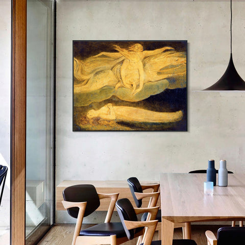 INVIN ART Framed Canvas Giclee Print Art Illustration to Dante's Divine Comedy#2 by William Blake Wall Art Living Room Home Office Decorations