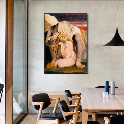 INVIN ART Framed Canvas Giclee Print Art Series#038 by William Blake Wall Art Living Room Home Office Decorations