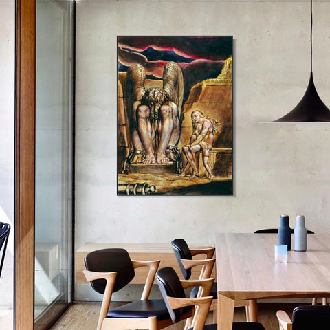 INVIN ART Framed Canvas Giclee Print Art Series#040 by William Blake Wall Art Living Room Home Office Decorations