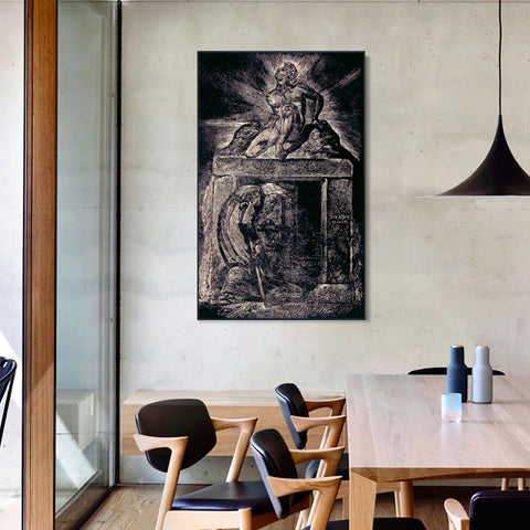 INVIN ART Framed Canvas Giclee Print Art Series#042 by William Blake Wall Art Living Room Home Office Decorations