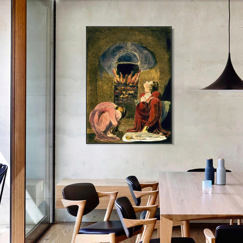 INVIN ART Framed Canvas Giclee Print Art Series#044 by William Blake Wall Art Living Room Home Office Decorations