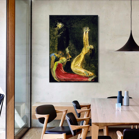 INVIN ART Framed Canvas Giclee Print Art Series#045 by William Blake Wall Art Living Room Home Office Decorations