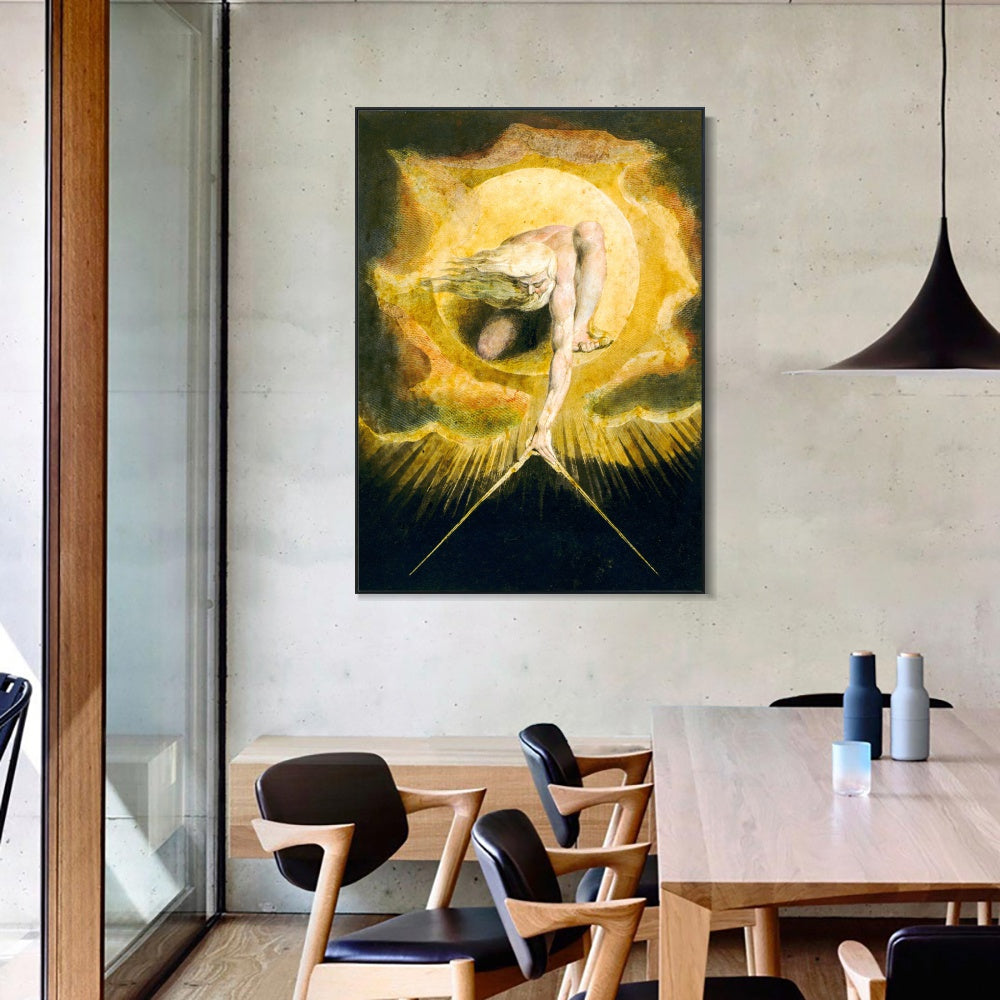 INVIN ART Framed Canvas Giclee Print Art The Ancient of Days, from 'Europe a Prophecy by William Blake Wall Art