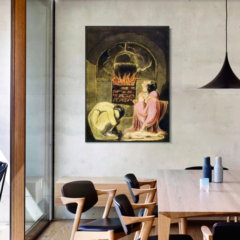 INVIN ART Framed Canvas Giclee Print Art Series#047 by William Blake Wall Art Living Room Home Office Decorations