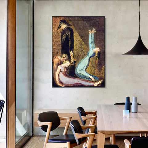 INVIN ART Framed Canvas Giclee Print Art Series#048 by William Blake Wall Art Living Room Home Office Decorations