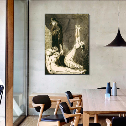 INVIN ART Framed Canvas Giclee Print Art Series#049 by William Blake Wall Art Living Room Home Office Decorations