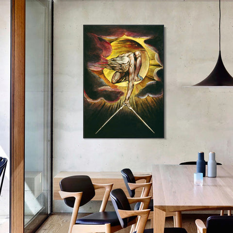 INVIN ART Framed Canvas Giclee Print Art the omnipotent by William Blake Wall Art Living Room Home Office Decorations