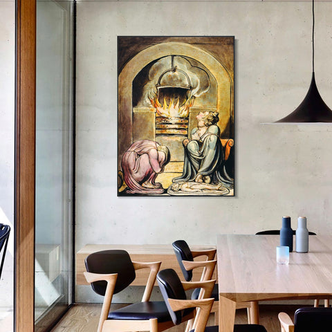 INVIN ART Framed Canvas Giclee Print Art Series#051 by William Blake Wall Art Living Room Home Office Decorations