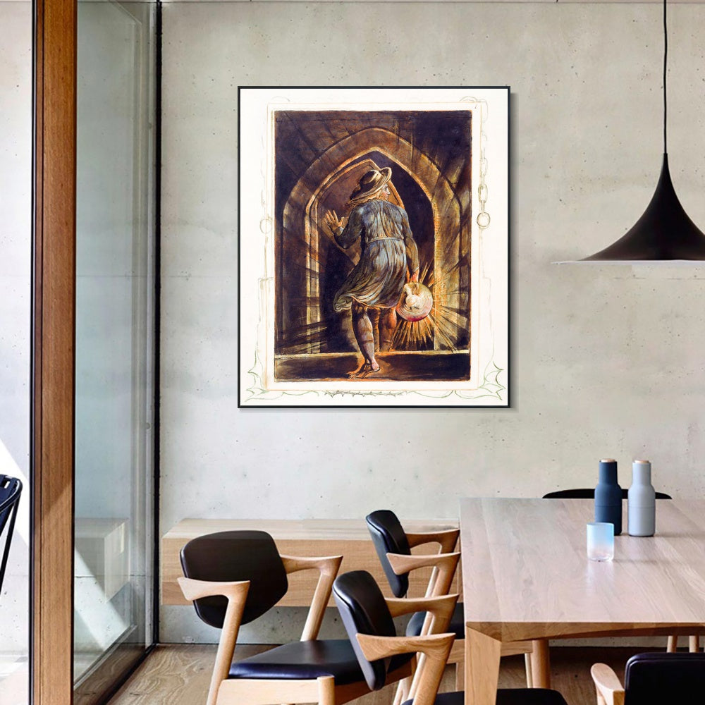 INVIN ART Framed Canvas Giclee Print Art Los Entering the Grave by William Blake Wall Art