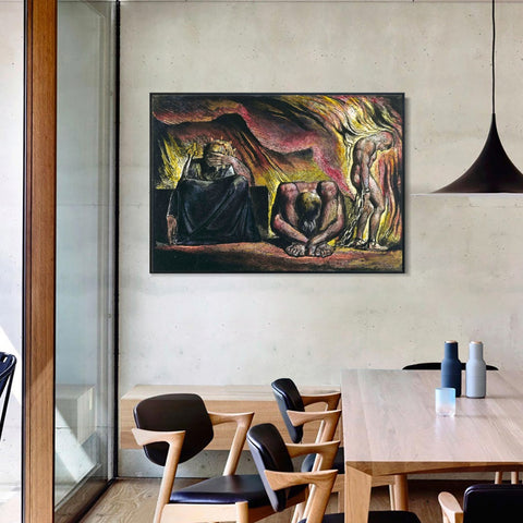 INVIN ART Framed Canvas Giclee Print Art Series#055 by William Blake Wall Art Living Room Home Office Decorations