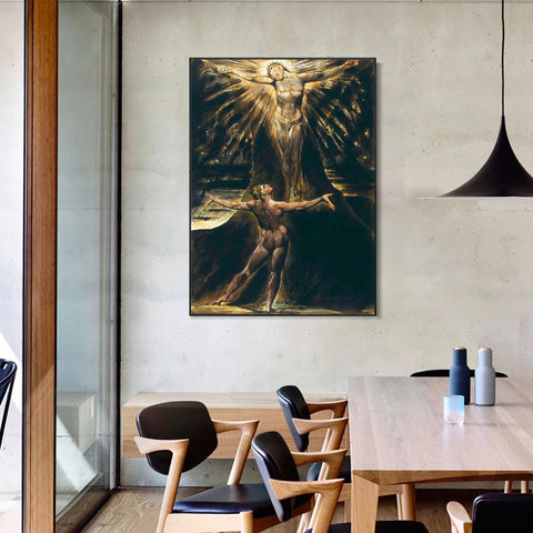 INVIN ART Framed Canvas Giclee Print Art Series#056 by William Blake Wall Art Living Room Home Office Decorations