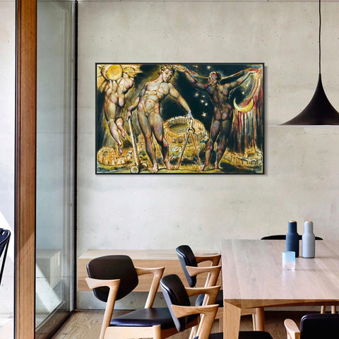 INVIN ART Framed Canvas Giclee Print Art Series#057 by William Blake Wall Art Living Room Home Office Decorations