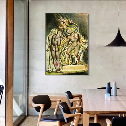 INVIN ART Framed Canvas Giclee Print Art Series#059 by William Blake Wall Art Living Room Home Office Decorations