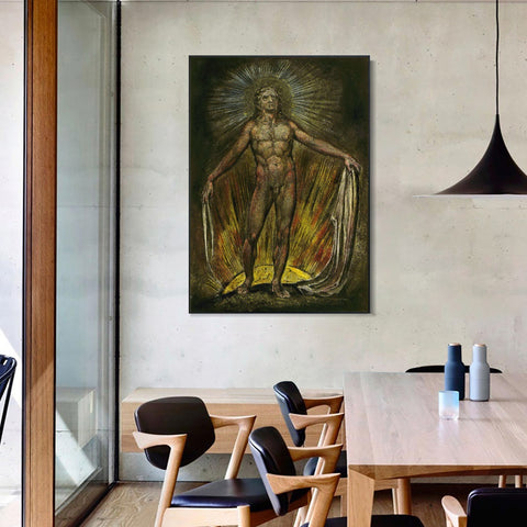 INVIN ART Framed Canvas Giclee Print Art Series#060 by William Blake Wall Art Living Room Home Office Decorations