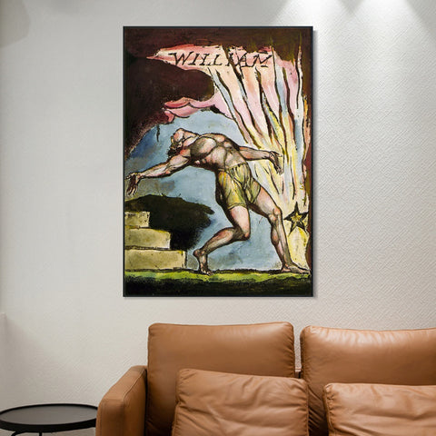 INVIN ART Framed Canvas Giclee Print Art Series#062 by William Blake Wall Art Living Room Home Office Decorations