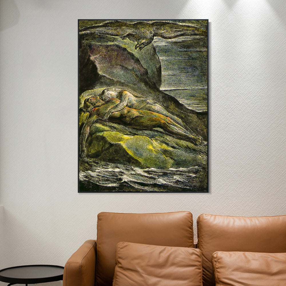 INVIN ART Framed Canvas Giclee Print Art Series#063 by William Blake Wall Art