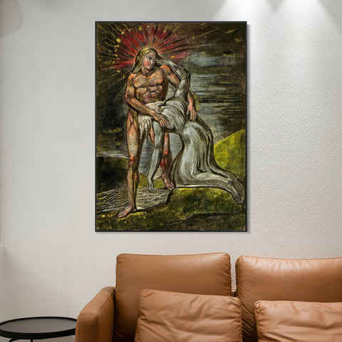 INVIN ART Framed Canvas Giclee Print Art Series#064 by William Blake Wall Art Living Room Home Office Decorations