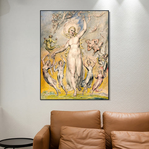 INVIN ART Framed Canvas Giclee Print Art Series#067 by William Blake Wall Art Living Room Home Office Decorations