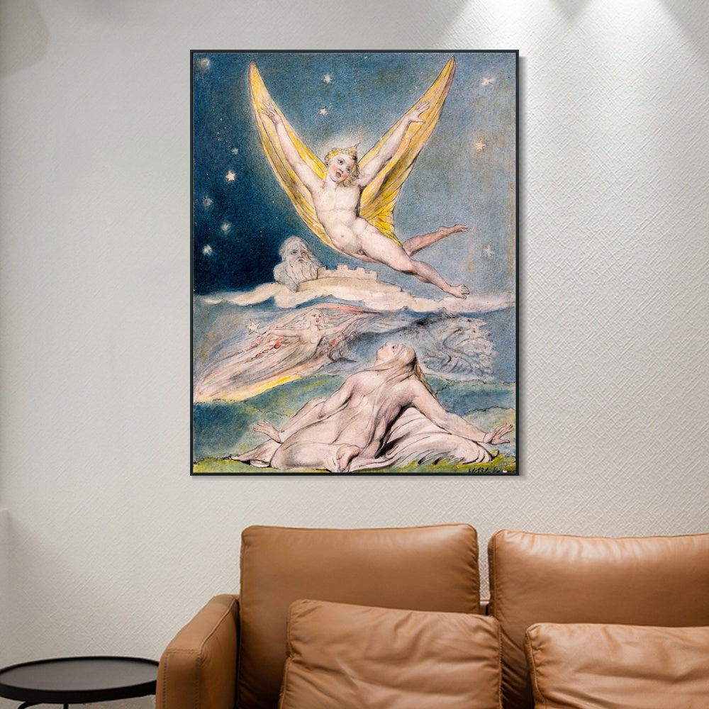 INVIN ART Framed Canvas Giclee Print Art Night Startled by William Blake Wall Art