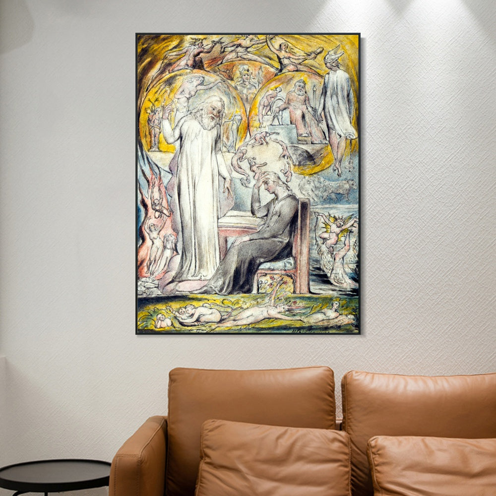 INVIN ART Framed Canvas Giclee Print Art The Spirit of Plato by William Blake Wall Art
