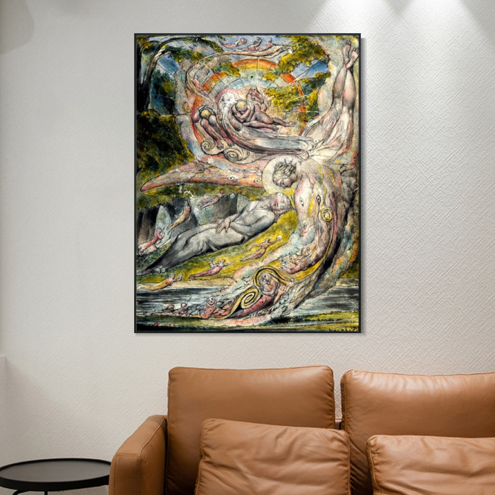 INVIN ART Framed Canvas Giclee Print Art Milton's Mysterious Dream by William Blake Wall Art