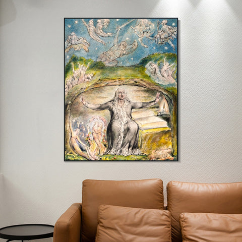 INVIN ART Framed Canvas Giclee Print Art Illustration to Milton's L'Allegro and Il Penseroso by William Blake Wall Art Living Room Home Office Decorations