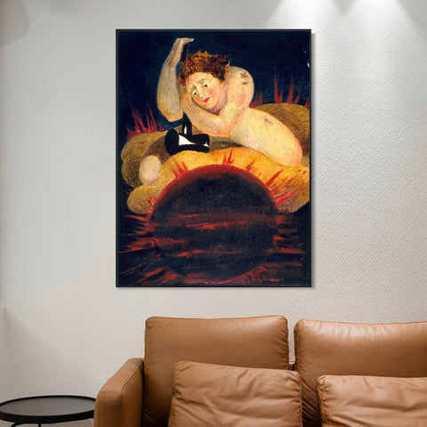 INVIN ART Framed Canvas Giclee Print Art Series#080 by William Blake Wall Art Living Room Home Office Decorations