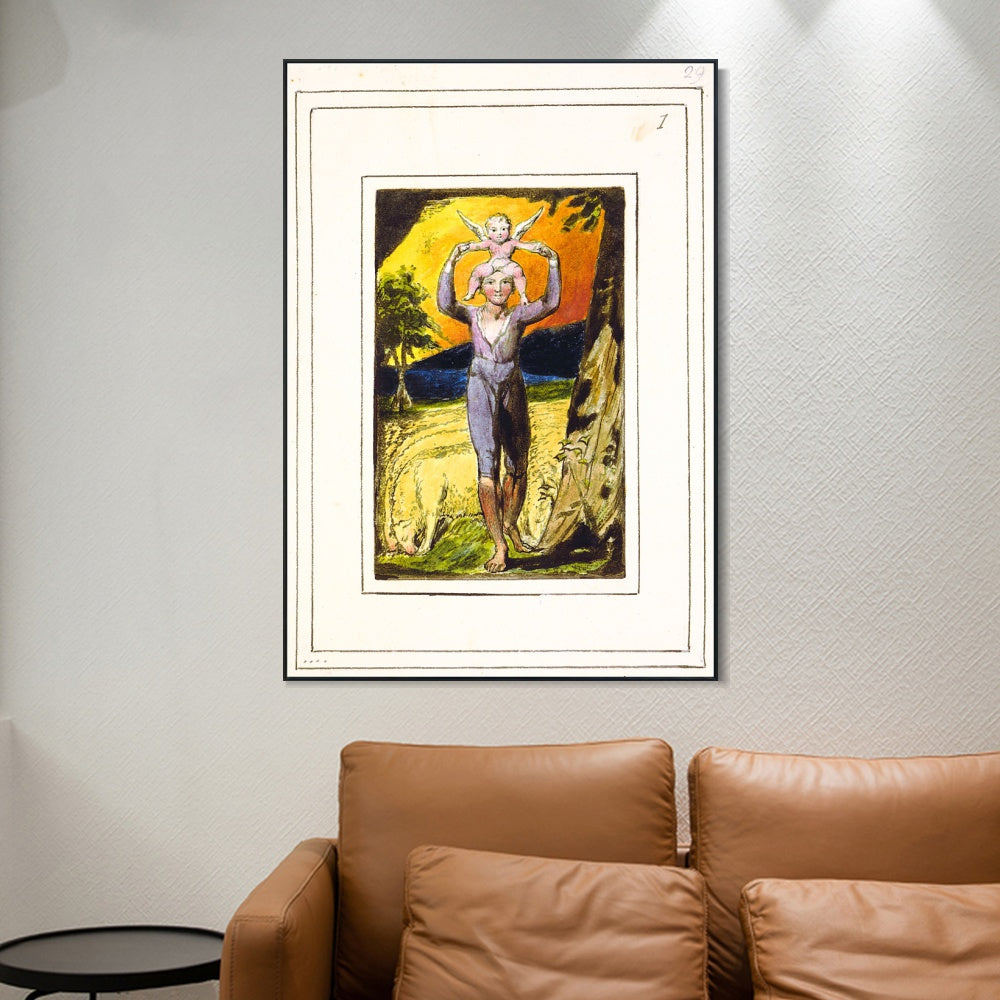 INVIN ART Framed Canvas Giclee Print Art Songs of Innocence and of Experience#4 by William Blake Wall Art