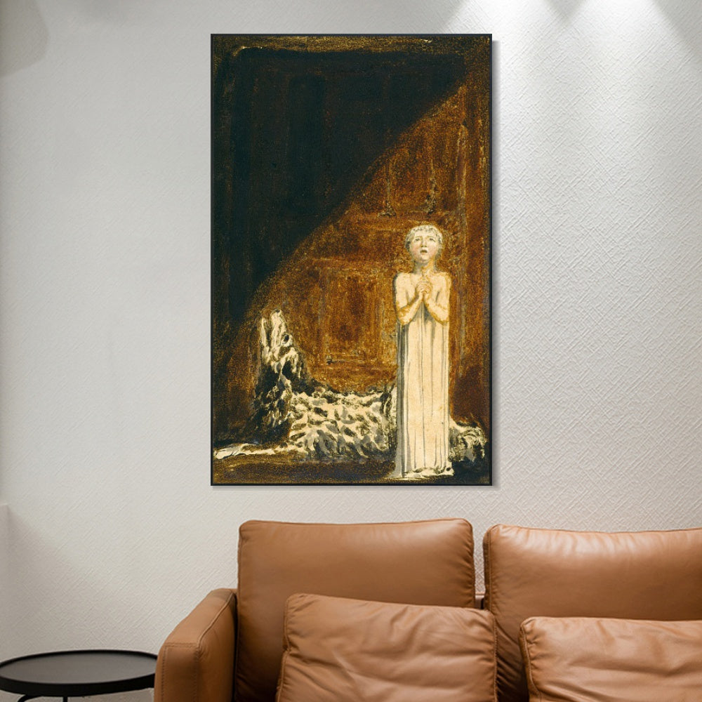 INVIN ART Framed Canvas Giclee Print Art Series#096 by William Blake Wall Art
