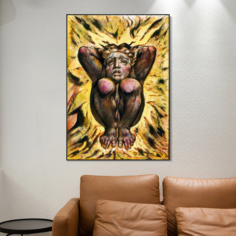 INVIN ART Framed Canvas Giclee Print Art Series#114 by William Blake Wall Art Living Room Home Office Decorations