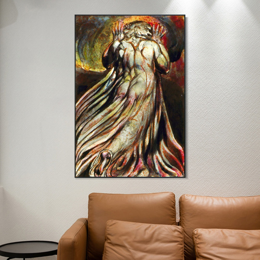 INVIN ART Framed Canvas Giclee Print Art Series#117 by William Blake Wall Art